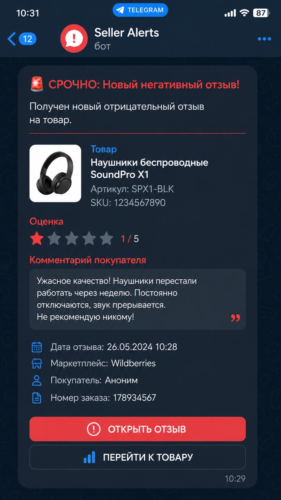 Алерты в Telegram